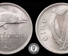 [#2373] - Ireland 1959 | Irish 2s | Irish Florin | Salmon | KM.15a | MS | Mint State