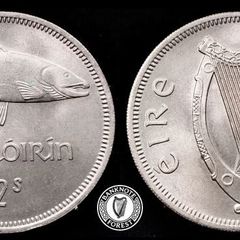 [#2373] - Ireland 1959 | Irish 2s | Irish Florin | Salmon | KM.15a | MS | Mint State