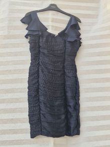 Rare London navy blue ruffled bodycon dress