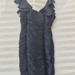 Rare London navy blue ruffled bodycon dress