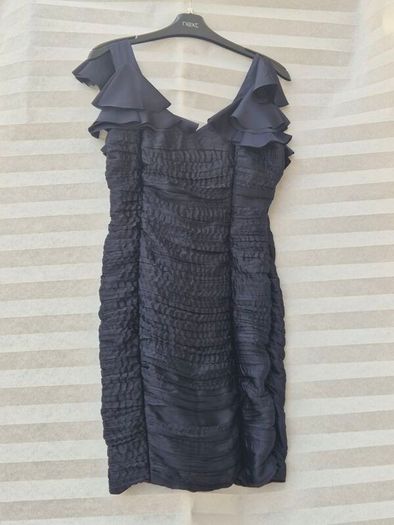 Rare London navy blue ruffled bodycon dress
