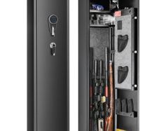 5 Rifles Gun Safe, Rifle Safe with Fingerprint & Digital Lock, Gun Storage Cabinet with Built-in Storage Locker, Removable Storage Shelf for Home Long Gun and Pistols