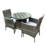 3 Piece Grey Rattan Garden Furniture Bistro Set Chair Table Patio Outdoor Image 2