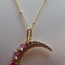 Vintage Sterling Silver 925 Gold Plated Moon Pendant Necklace length 20" - 6,1g Image 5