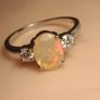 Rare Ethiopian Opal & Lab Diamond Trilogy Ring Image 6