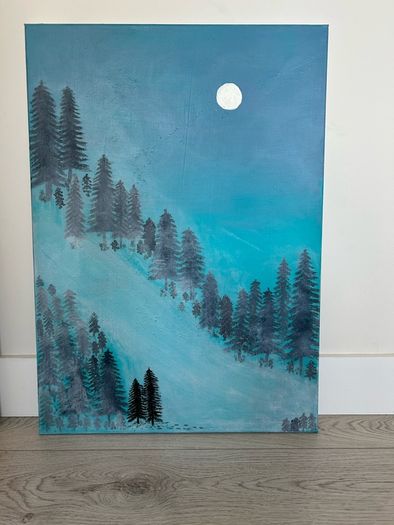 Teal abstract painting