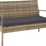 Poly Rattan Seating Group, Garden Set with 2 Chairs, Bench + Table with Glass Top, Lounge Set for Garden, Terrace and Balcony (Natural) Image 3