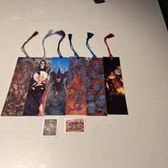 Terry Pratchett 6 Discworld bookmarks and 2 stamps