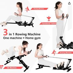 Rowing Machine, Ab Workout, Biceps Curls 3 in 1