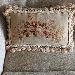 Antique French Aubusson Cushion.