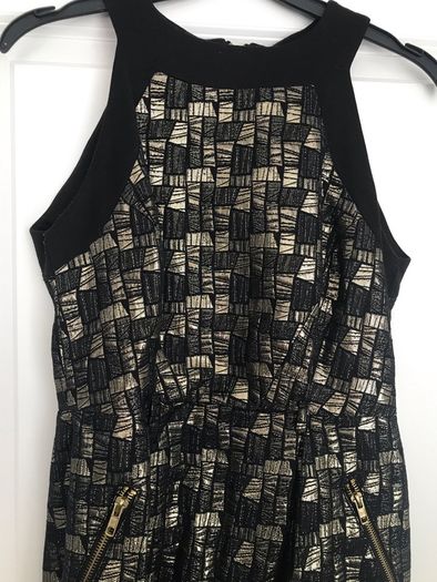Black and gold mini dress