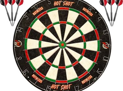 NEW SALE | Hot Shot Dart Board | Endurance Round Wire Sisal Dartboard Including 2 sets of Steel Tip Darts