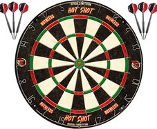 NEW SALE Hot Shot Dart Board | Endurance Round Wire Sisal Dartboard Set Including 2 sets of Steel Tip Darts