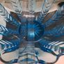 Vintage Blue Pressed Glass Fruit Bowl Image 4
