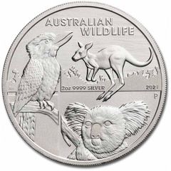 2021 Australia 2 Dollars 2 oz Silver Bullion Coin - Australian Wildlife BU (In Capsule)
