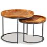 Side Table Set 2 Pieces Solid Mango Wood Image 9