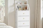 Chest of Drawers with Adjustable Mirror, 2 in 1 Dresser, White 360 Rotating Mirror, 2 in 1 Versatile Free Standing, 4 Drawers, Fitting a Lot in but Take Compact Space