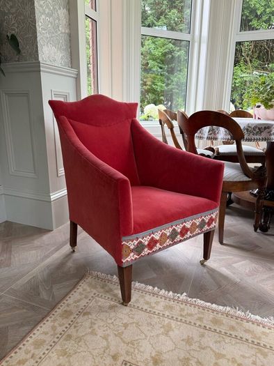 Restored vintage armchair in Colefax & fowler