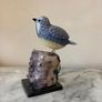 Hand-Carved Blue Tit on Raw Amethyst Cluster Base Image 9