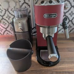 De'Longhi Dedica Espresso Machine + Krups Burr Grinder & Knock Box