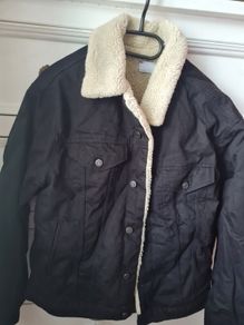 mens denim and sheep's skin