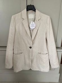 Designer brand Oui ladies cream linen jacket BRAND NEW
