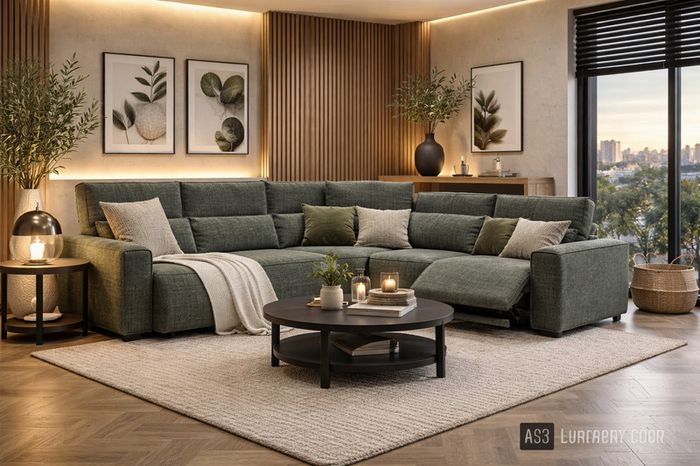 Modern Modular Corner Sofa with Recliners, USB & Wireless Charging