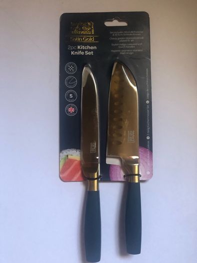 Kitchen Knife set 2 pcs satin gold 12 cm brand new