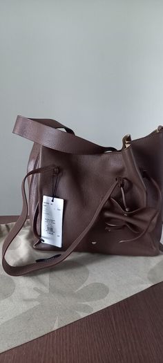 Weekend By MaxMara Falco Chocolate Brown Leather Tote with Pochette