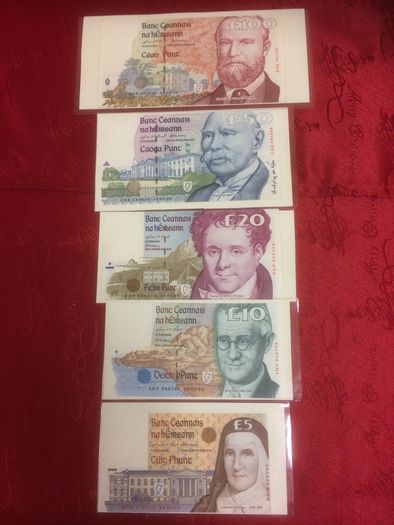 Full set of Irish C bank notes