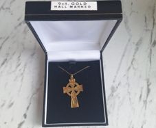9ct Gold Celtic Cross Necklace - Hallmarked 375 - Made in Ireland