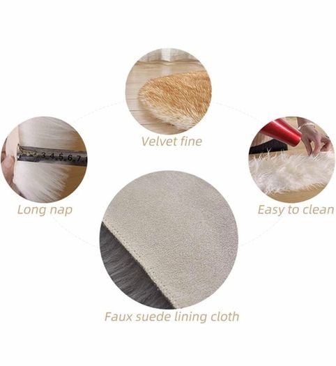 Sheepskin Rug,Fluffy Rug, Fluffy Area Small Rugs Shaggy Rugs for Bedroom Rug Fluffy Sofa Floor Carpet Home Decoration Gray Rugs