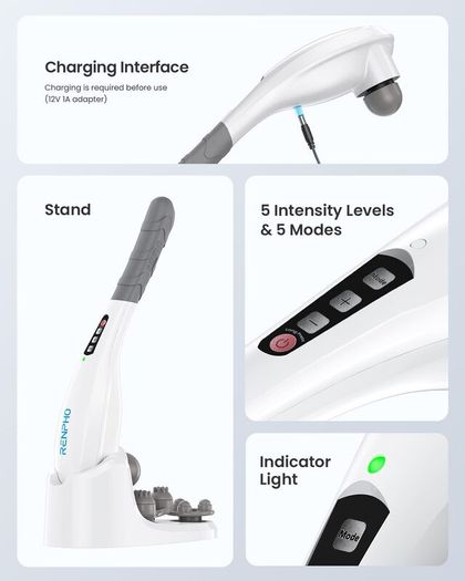Hand Held Deep Tissue Massager for Muscles, Back, Foot, Neck, Shoulder, Leg, Calf Pain Relief-2600mAh Large Capacity Battery Cordless Electric Percussion Full Body Massage with Portable Design