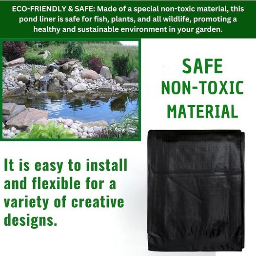 Pond Liner Various Sizes Heavy Duty HDPE Material - UV & Tear Resistant, Flexible for Koi & Fish Pools, Water Gardens