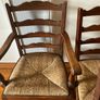 6 Vintage Oak Ladder Back Chairs with Rush Seating Image 6