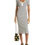 Ganni Striped Ribbed Knit Dress Size Small Image 3