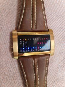 Vintage 01TheOne "Ibiza Ride" Binary LED Watch - Rose Gold & Brown Leather
