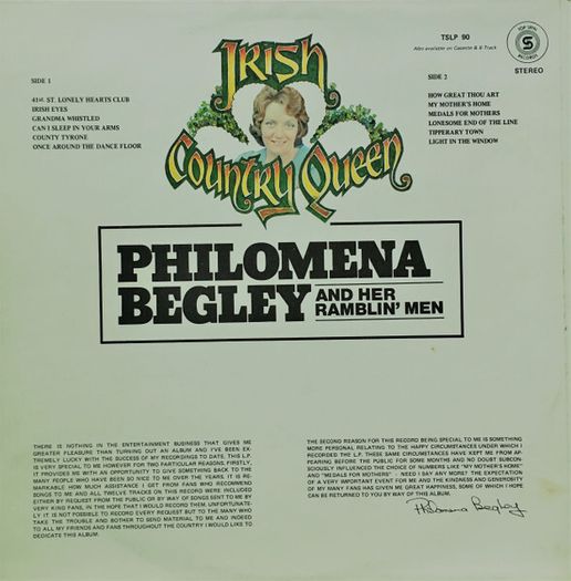 Philomena Begley & Her Ramblin' Men - Irish Country Queen LP 1976