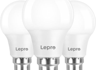 Bayonet Light Bulb, 60W Equivalent, Warm White 2700K, 8.5W 806lm B22 LED Bulb, BC A60 Energy Saving Lightbulbs, Nondimmable, Pack of 3