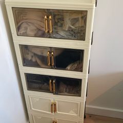 Foldable Wardrobe Storage Cabinet with 4 Wheels Cream Good Condition