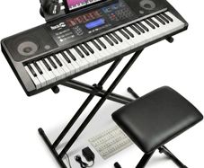 RockJam 61 Key Keyboard Piano Kit with Bench, Stool, Sustain Pedal, Headphones & Lessons