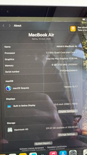 MacBook Air 2020 i7 Quad Core