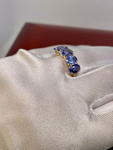 Gold 9K (375) Yellow Gold Premium Tanzanite 5 Stone Ring 4.00 Ct.