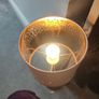 Brass effect table lamp with pink shade (removable) Image 3