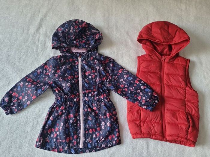 Girl's floral light jacket/raincoat + FREE Gilet, both size: 2-3 yrs