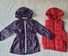 Girl's floral light jacket/raincoat + FREE Gilet, both size: 2-3 yrs