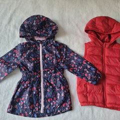 Girl's floral light jacket/raincoat + FREE Gilet, both size: 2-3 yrs