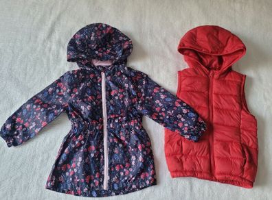 Girl's floral light jacket/raincoat + FREE Gilet, both size: 2-3 yrs