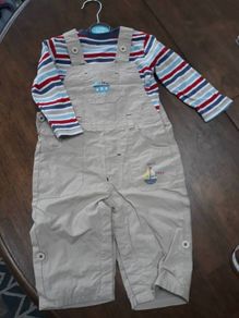 Boys Dungarees Stripe Top 6-9mths