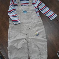 Boys Dungarees Stripe Top 6-9mths
